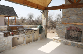 Outdoor Living with Kitchen and Fire Place Tulsa