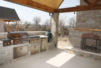 Outdoor Living with Kitchen and Fire Place Tulsa